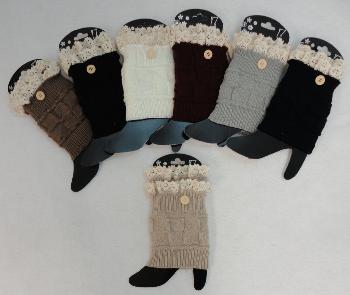 Knitted Boot Cuffs [ 1 Button-Antique Lace]